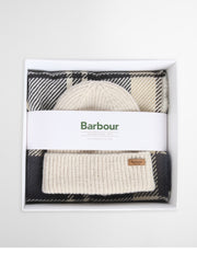 Barbour Pendle Beanie & Blair Scarf Gift Set Light Birchwood