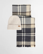 Barbour Pendle Beanie & Blair Scarf Gift Set Light Birchwood