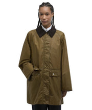 Barbour Wren Wax Jacket Sand Navy Gingham Check