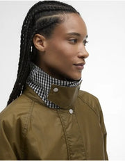 Barbour Wren Wax Jacket Sand Navy Gingham Check