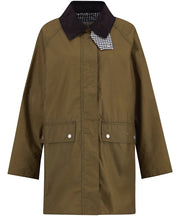 Barbour Wren Wax Jacket Sand Navy Gingham Check