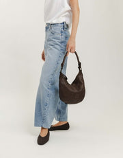 Biba Boston Crossbody Leather Bag Dark Brown