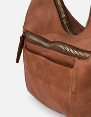 Biba Boston Crossbody Leather Bag Tan