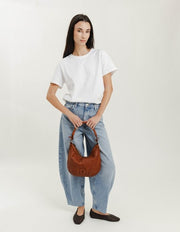 Biba Boston Crossbody Leather Bag Tan