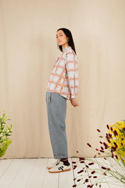 Bonte Anais Shirt Ice Blue/Tobacco