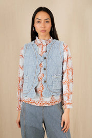 Bonte Anais Shirt Ice Blue/Tobacco