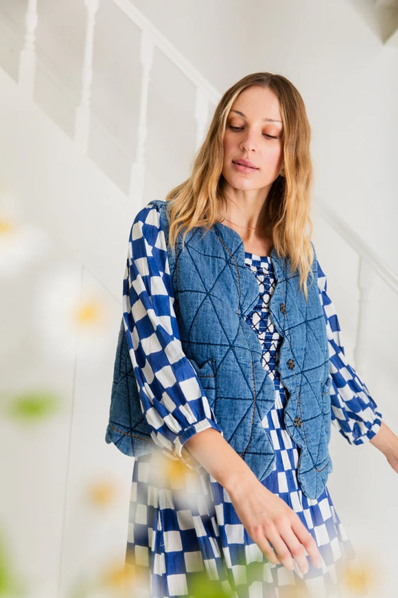 Bonte Estelle Quilt Gilet Dark Denim