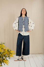 Bonte Rosa Top Ecru/Navy