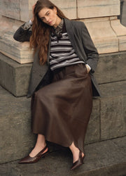 Bugatti Leather Skirt Brown