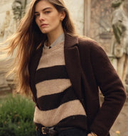 Bugatti Knit Striped Sweater Beige/Brown
