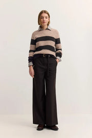 Bugatti Knit Striped Sweater Beige/Brown