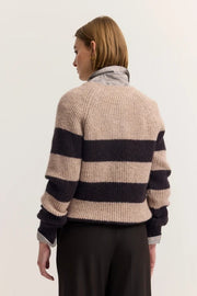 Bugatti Knit Striped Sweater Beige/Brown