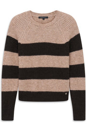 Bugatti Knit Striped Sweater Beige/Brown