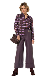 Caroline Biss Vegan Leather Pants Plum