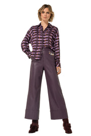 Caroline Biss Vegan Leather Pants Plum