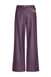 Caroline Biss Vegan Leather Pants Plum