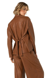 Caroline Biss Vegan Leather Blouse Caramello