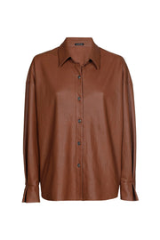 Caroline Biss Vegan Leather Blouse Caramello