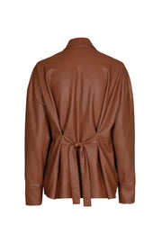 Caroline Biss Vegan Leather Blouse Caramello