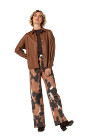Caroline Biss Vegan Leather Blouse Caramello