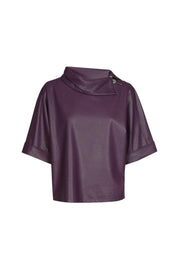 Caroline Biss Vegan Leather Top Plum