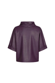 Caroline Biss Vegan Leather Top Plum