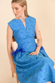 Caroline Kilkenny Hazel Blue Jacquard Dress
