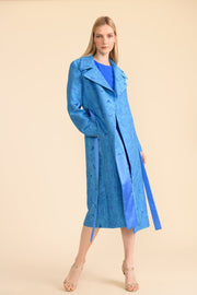 Jules Coat Blue Jacquard
