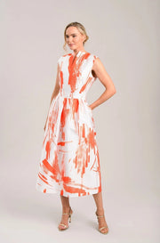 Caroline Kilkenny Victoria Dress Abstract Orange Print