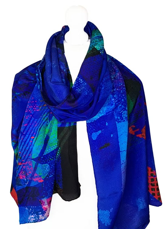 Clare O'Connor Silk Scarf Rolled Edge Multicolour