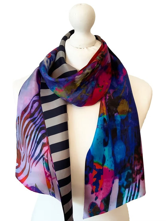 Clare O'Connor Double Side Silk Twill Scarf Multicolour