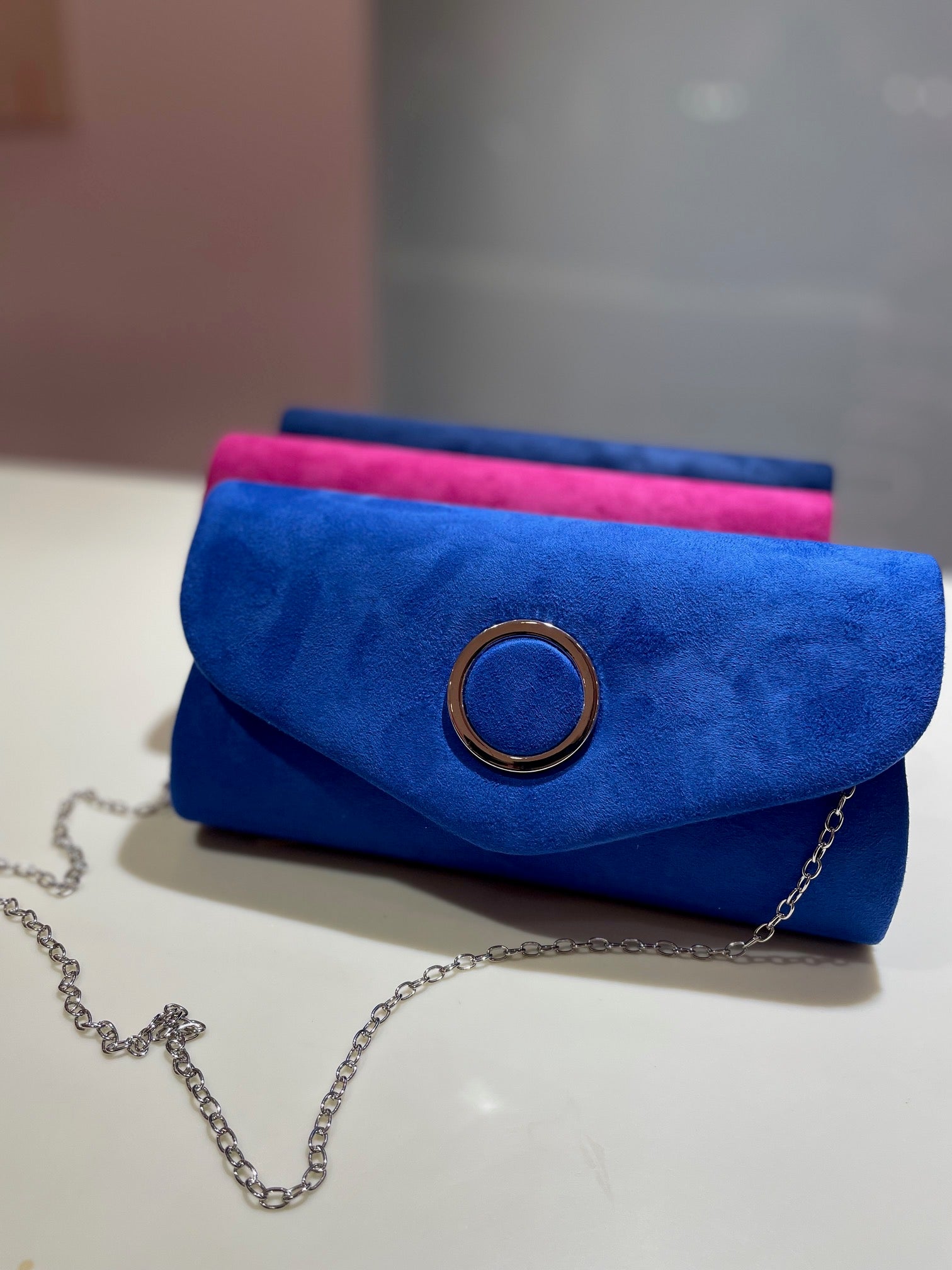 Royal blue suede purse deals