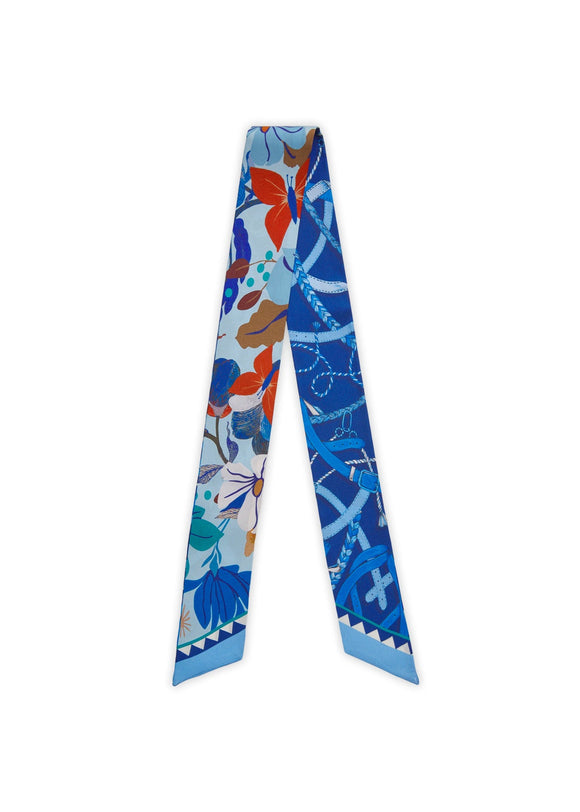 Codello Silk Twilly Scarf Blue Print