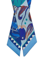 Codello Silk Twilly Scarf Blue Print