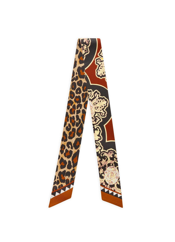 Codello Silk Twilly Scarf Brown Print