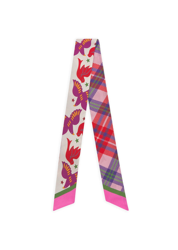 Codello Silk Twilly Scarf Christmas Edition Pink Print