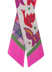 Codello Silk Twilly Scarf Christmas Edition Pink Print