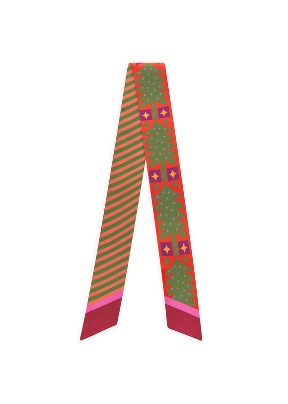 Codello Silk Twilly Scarf Christmas Edition Red Print