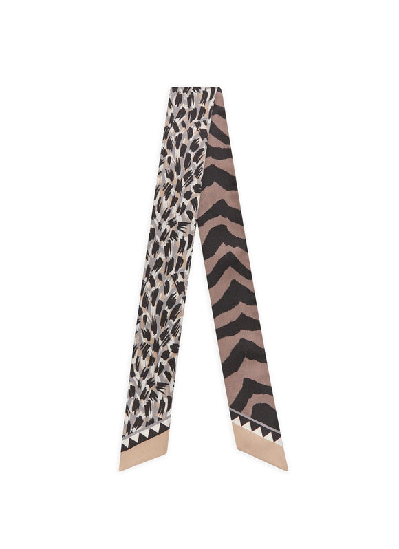 Codello Silk Twilly Scarf Grey Print