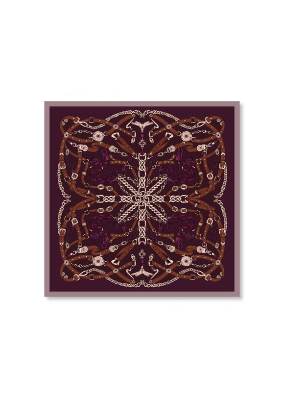 Codello Silk Scarf Red Chain Print