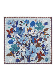 Codello Silk Scarf Floral Print Blue