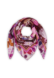 Codello Silk Scarf Floral Print Red