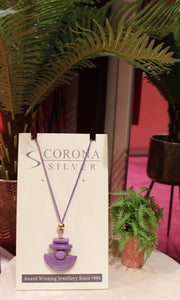Corona Silver Resin Pendant Necklace
