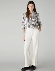 Emme Ardea Patterned Twill Shirt Wool White Print