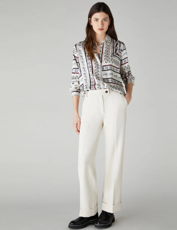 Emme Ardea Patterned Twill Shirt Wool White Print