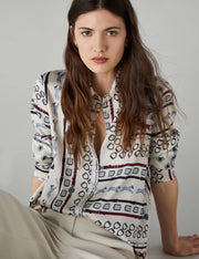 Emme Ardea Patterned Twill Shirt Wool White Print