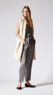 Emme Pianosa Faux Fur Waistcoat Ivory