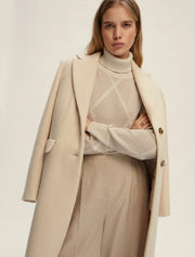 Emme Dorato High Neck Knit Sweater Ecru