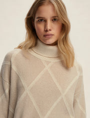 Emme Dorato High Neck Knit Sweater Ecru
