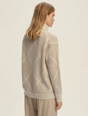 Emme Dorato High Neck Knit Sweater Ecru